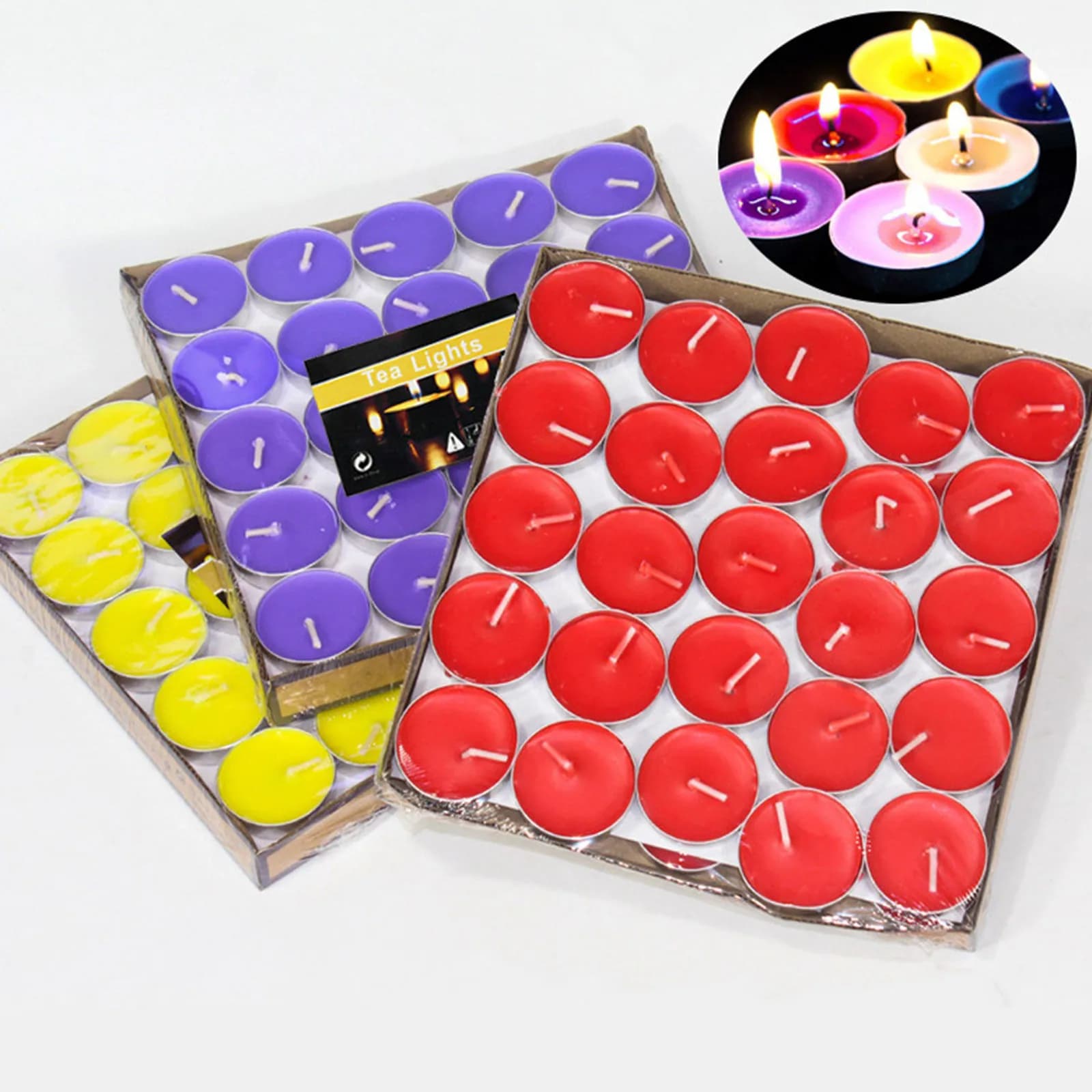 50 Petites Bougies Rondes Colorées Sans Fumée pour Proposition de Mariage, Anniversaire, Décoration d'Ambiance, Déclaration Romantique, Bougies Décoratives