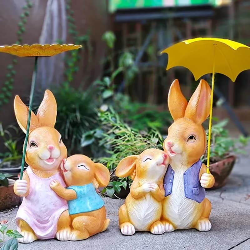 Ornement en résine de dessin animé pour terrasse, animaux simulés, décoration de pelouse lapin mignon, aménagement paysager de balcon, jardinage intérieur