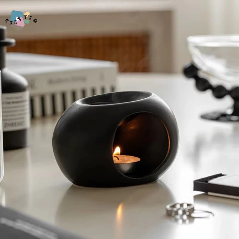Brûleur d'huiles essentielles en céramique, brûleur d'aromathérapie minimaliste décoratif, support de chauffage de bougie moderne, studio de yoga