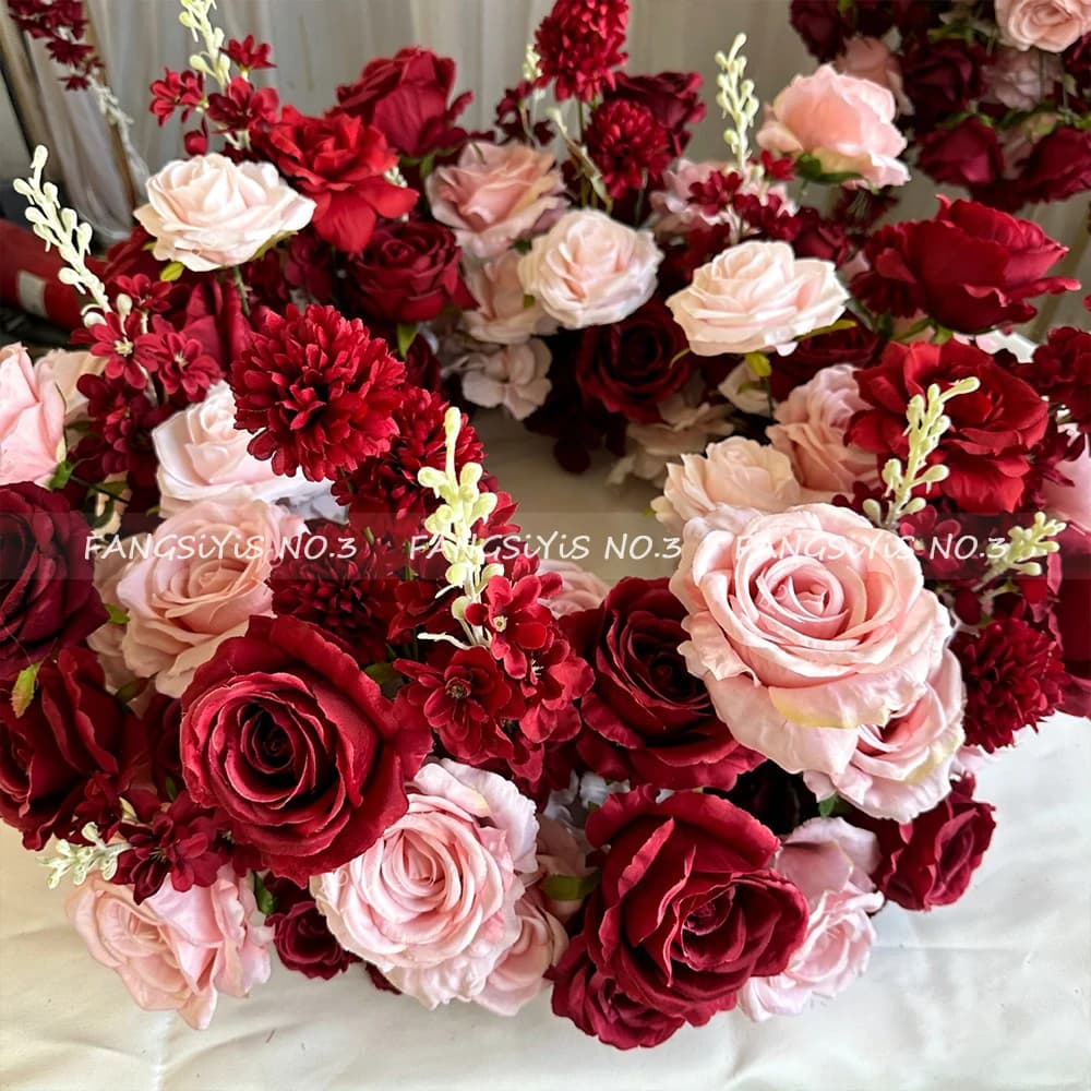 Centre de Table de mariage, chandelier décoratif, guirlande de fleurs, couronne de roses blanches, Arrangement Floral, accessoire de fête pour événement de noël