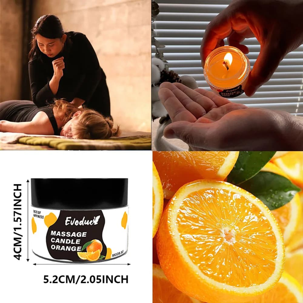 Bougie de massage à l'huile d'orange douce, cire de soja à faible point de fusion, pour une hydratation profonde de la peau, soin relaxant, bain spa, cadeaux pour couples, Noël