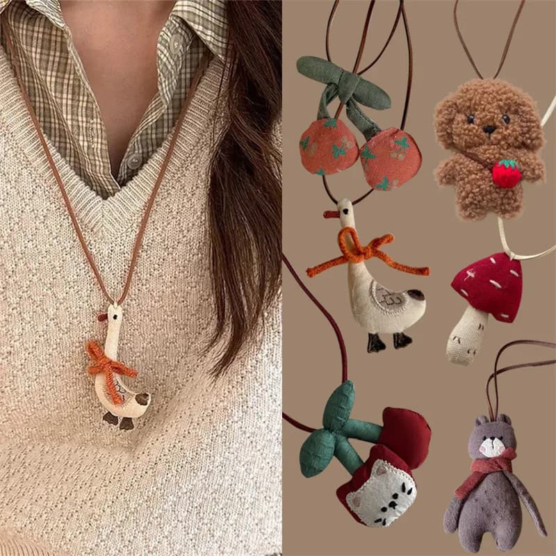 Joy-Collier en tissu animal de dessin animé, chien, ours, aucun collier, lanière, gril, ornements de confrontation Kawaii, pull doux, accessoires