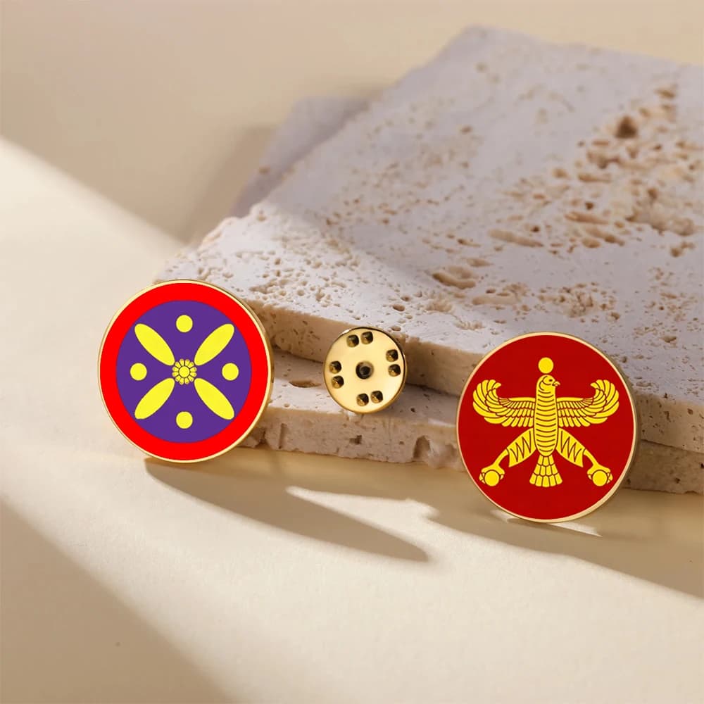 Broche symbole de l'Iran ancien Derafsh Kaviani, épinglette en émail, accessoire de bijouterie historique persan