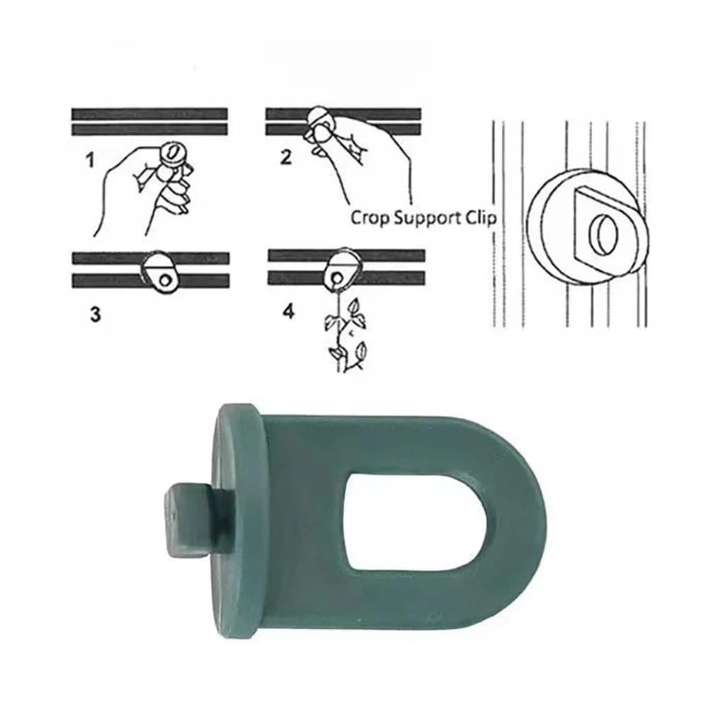 Crochets en plastique vert et noir pour serre, clips de suspension pour plantes et fleurs, accessoires de jardin, attache attachée, 50 paquets