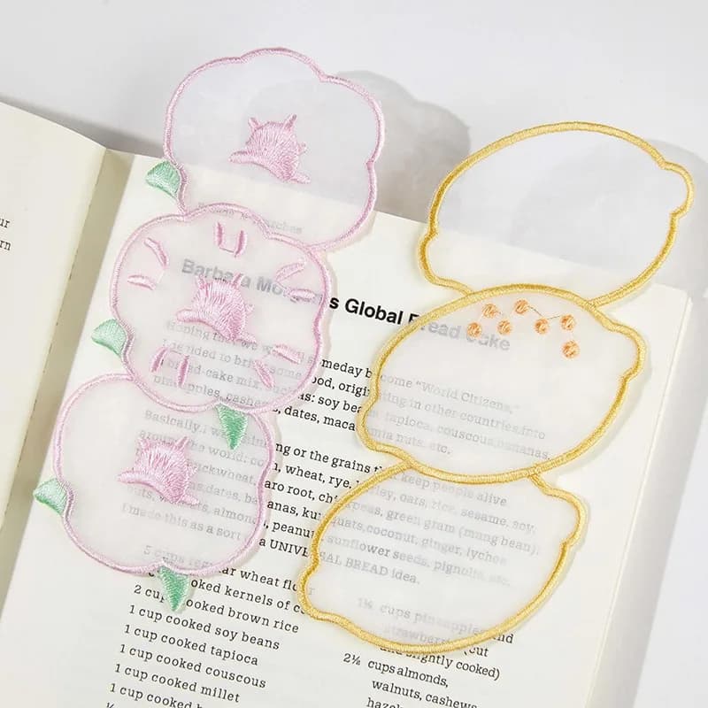 Marque-pages en dentelle brodée florale translucide, style mignon, cadeaux créatifs pour étudiants, cartes décoratives, thème Slow Living
