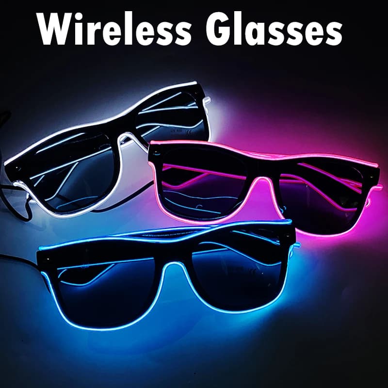 Lunettes de fête clignotantes sans fil, 1 pièce, lentille foncée, LED, éclairage décoratif lumineux, classique, lumineux, nouveauté, cadeau