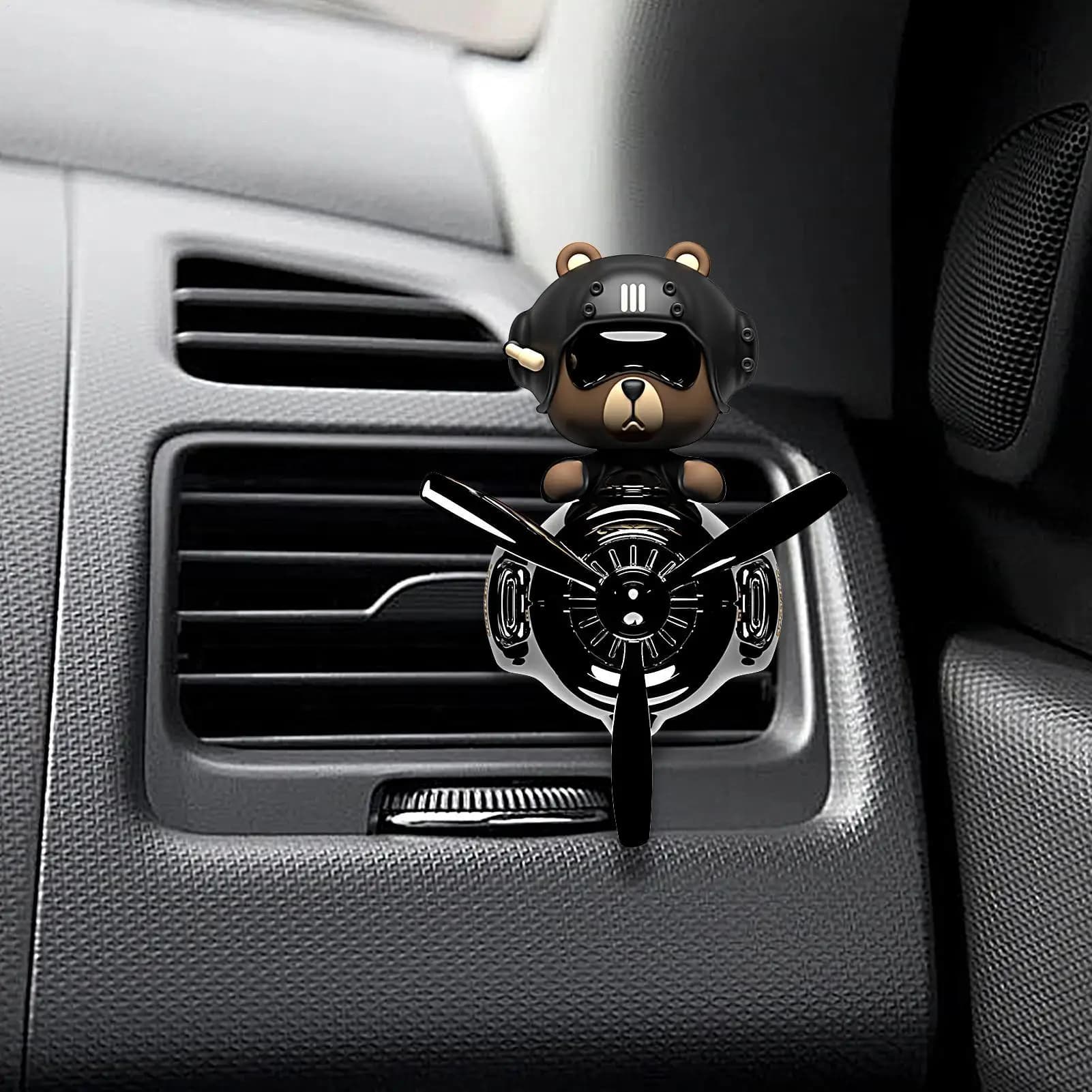 Diffuseur de parfum rotatif en forme d'ours pilote d'avion pour voiture, accessoires de décoration intérieure, clips de ventilation, parfum, arôme
