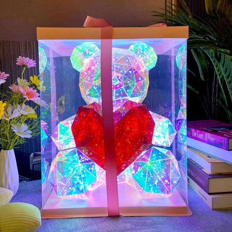 Ours lumineux magique avec sac, 30CM, cadeau de saint-valentin, décor de maison, salon, bureau, cadeau créatif pour fille et amie