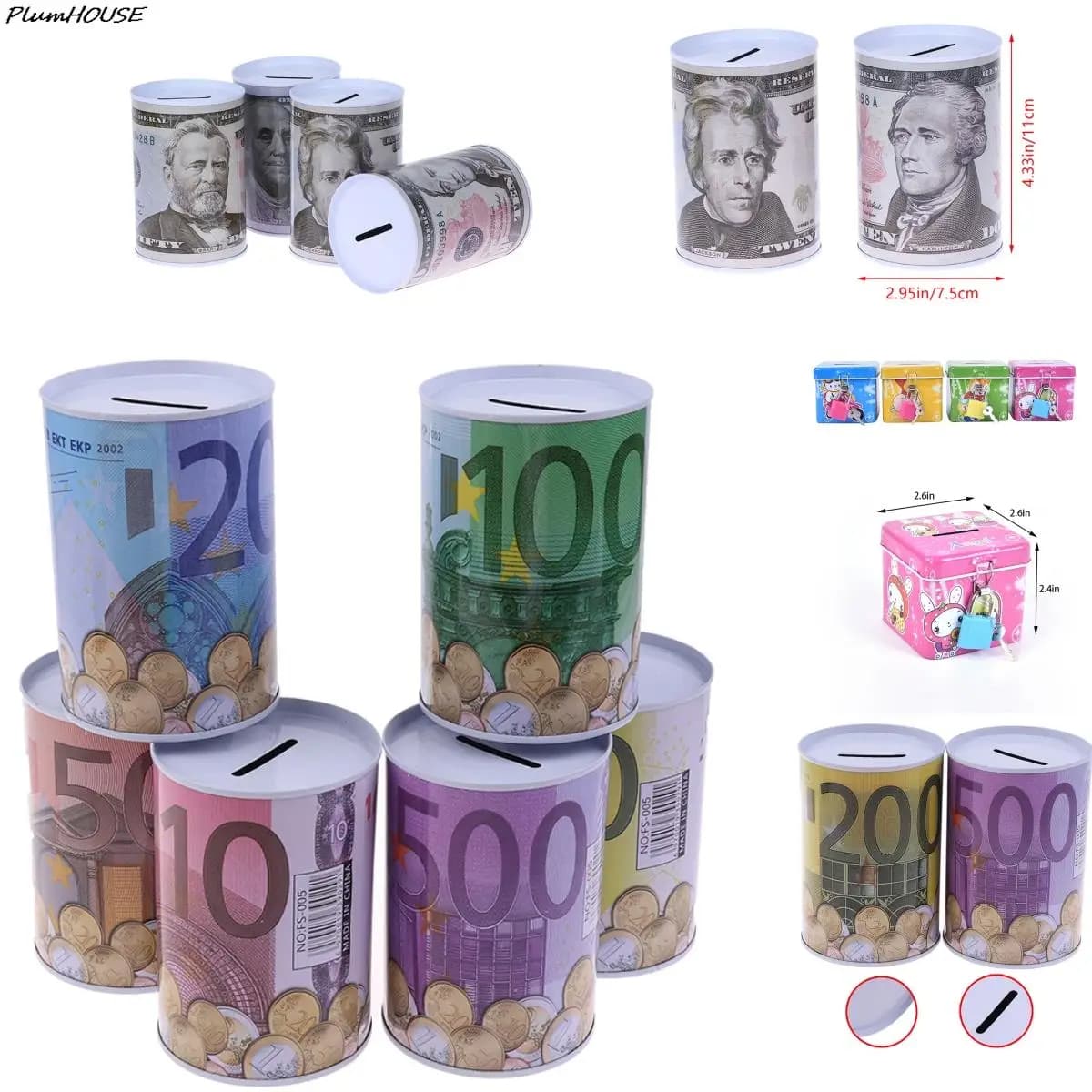 Chaud! Boîte à Intervalles Métalliques en Euro Dollar