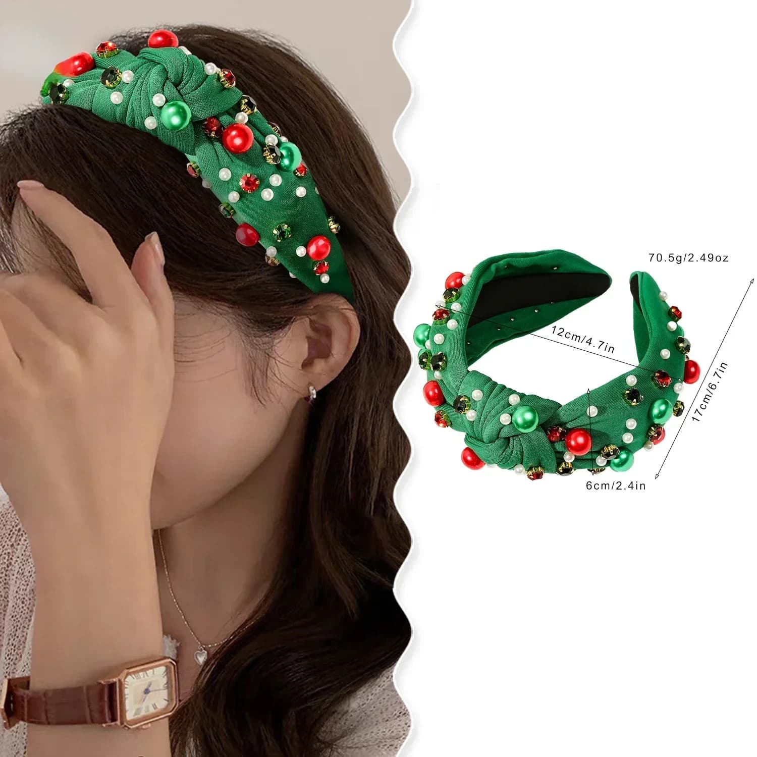 Femmes noël perlé arc arbre flocon de neige noué bandeau noël dames cheveux accessoires bande cerceau plage