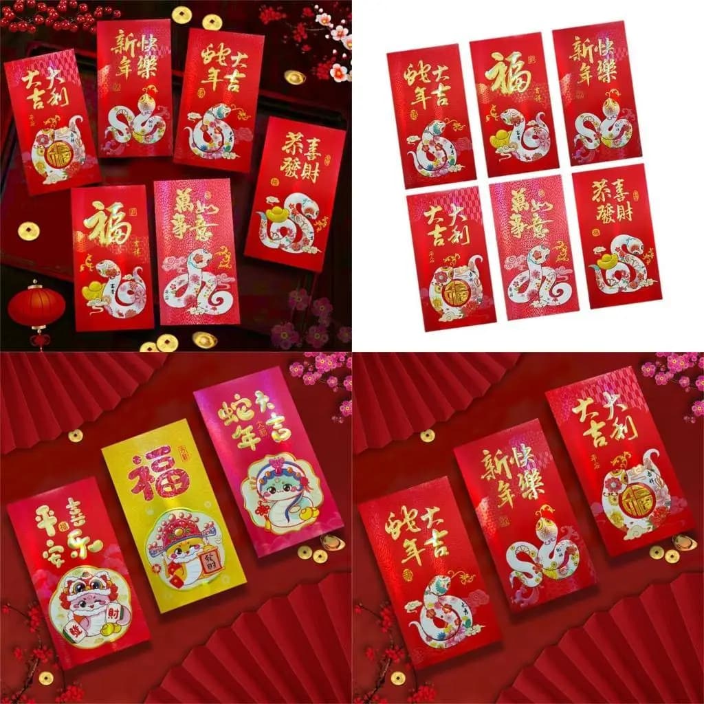 G6KF 6PCS Paquets d'argent avec designs serpents uniques pour 2025 Accessoire portable du Nouvel An chinois pour les cadeaux
