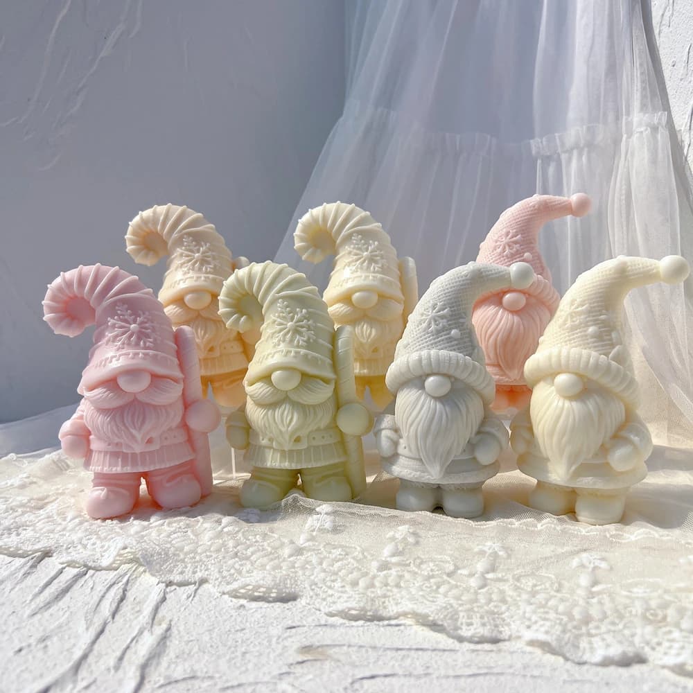 Moule en Silicone pour bougie Gnome de noël, deux modèles, en résine, pour bougies, cire de soja, décoration de noël pour la maison
