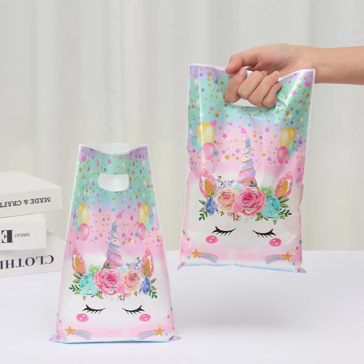 Sac à main licorne, sacs à bonbons, décoration de fête d'anniversaire, sac d'emballage cadeau pour enfants, joyeux 1er anniversaire, fournitures de fête prénatale pour filles