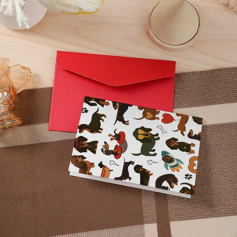 1 pc cadeau pour les amateurs de teckel modèle cartes de voeux carte de remerciement