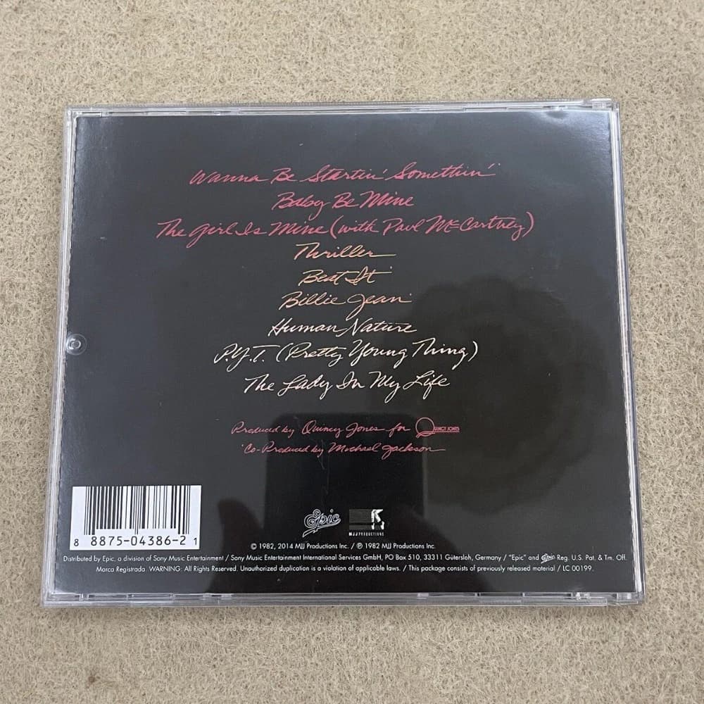 Michael Jackson Thriller CD, album le plus vendu de tous les temps, pop, funk, soul, classiques, Billie Jean, Beat It, disque scellé, légende de la musique