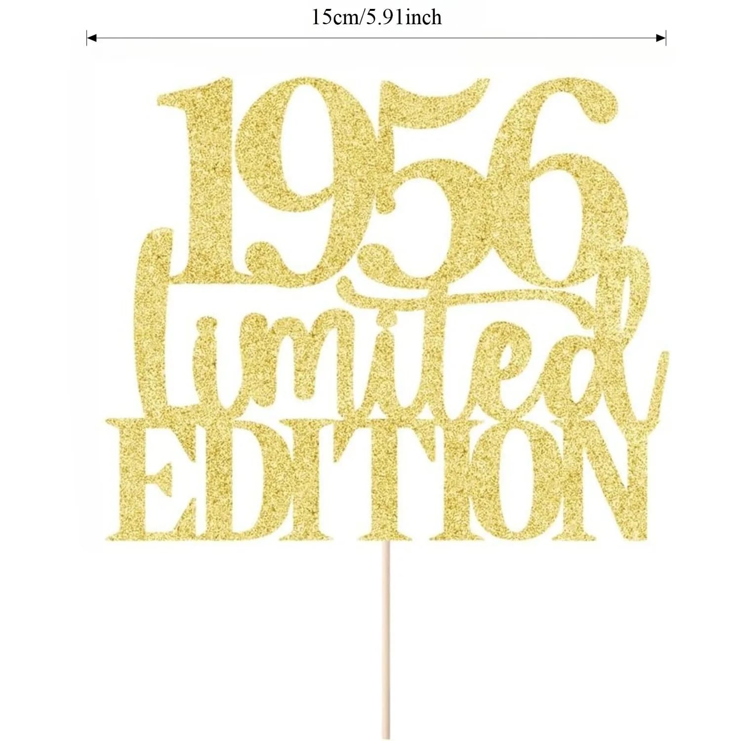 Décoration de gâteau 1956 en édition limitée, décor à paillettes dorées pour 70e anniversaire, cadeau fait à la main pour hommes et femmes, 1 pièce