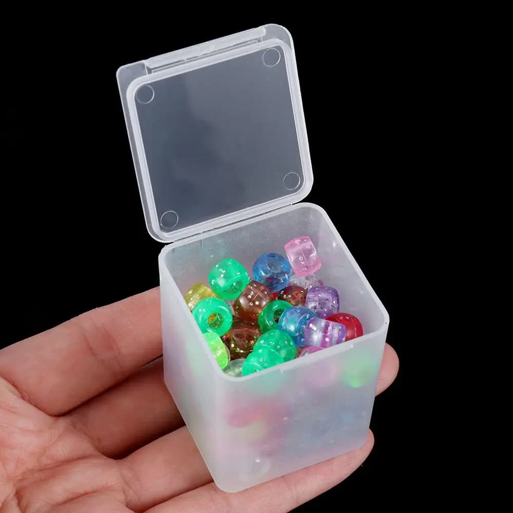 3TANSmall-Boîte de rangement carrée transparente en plastique, conteneur pour petits objets, matériel artisanal, mallette d'organisation pour la maison