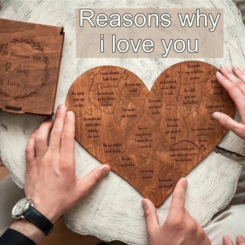 20 raisons pour lesquelles je t'aime - Puzzle gravé - Cadeau d'amour - Décoration de la maison - Cadeaux sentimentaux