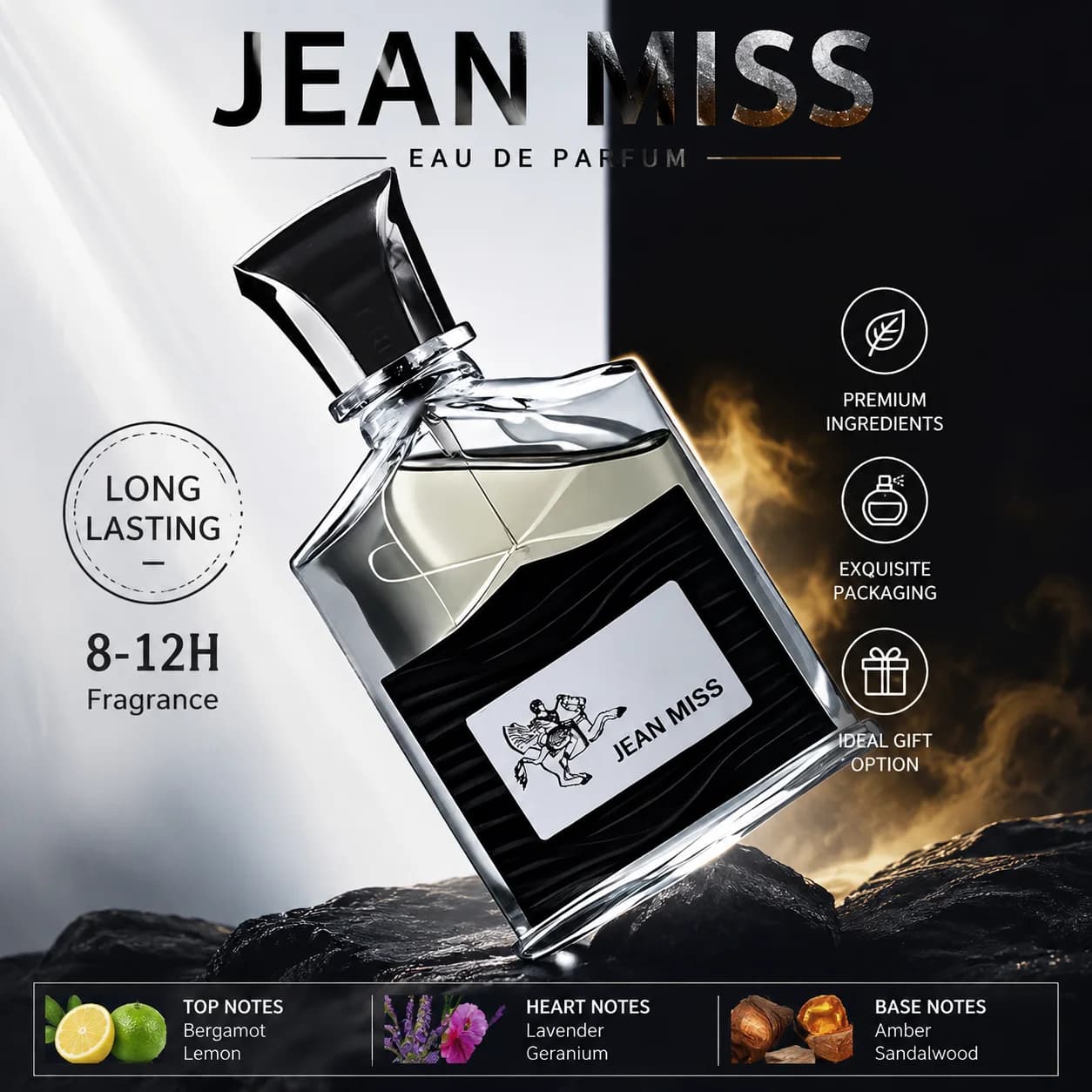 Parfum pour homme Ocean-Scented Long-Lasting Fragrance 50ML, vaporisateur Silvery Mountain Water