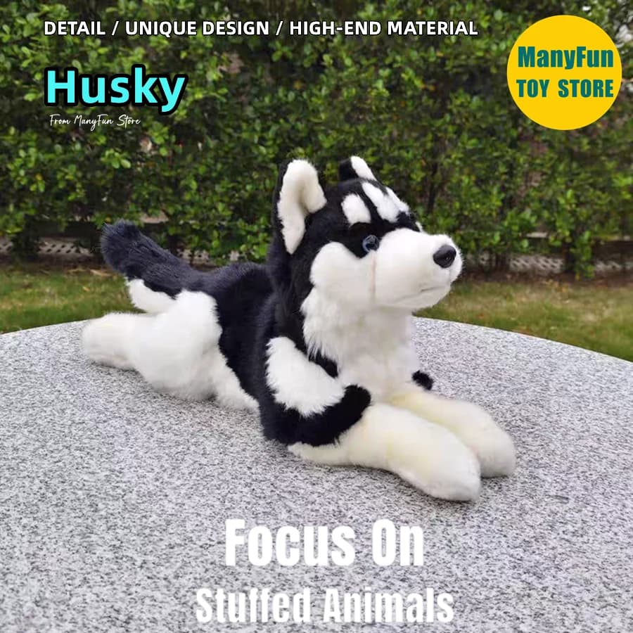 Peluche Réaliste de Chien Esquimau Husky Haute Fidélité, Malamute d'Alaska, Simulation d'Animaux Réalistes, Cadeaux