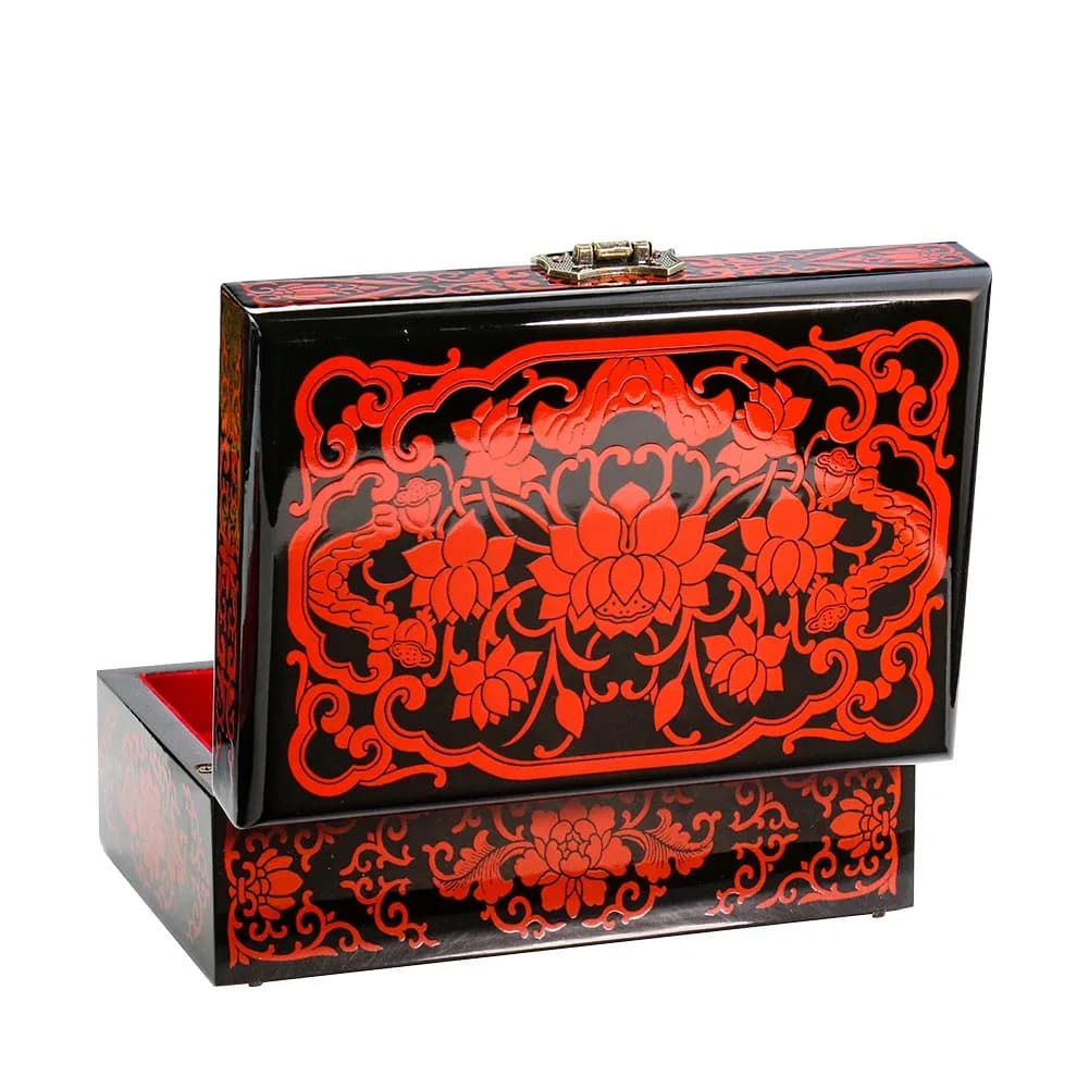 Boîte de laque traditionnelle chinoise en bois, boîte à bijoux de maquillage de mariage Vintage, emballage cadeau, rangement peint à la main, décoration de la maison