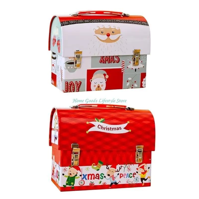 E74E boîte à bonbons en fer blanc noël, organisateur cadeaux noël, pot organisateur biscuits en étain pour cadeaux
