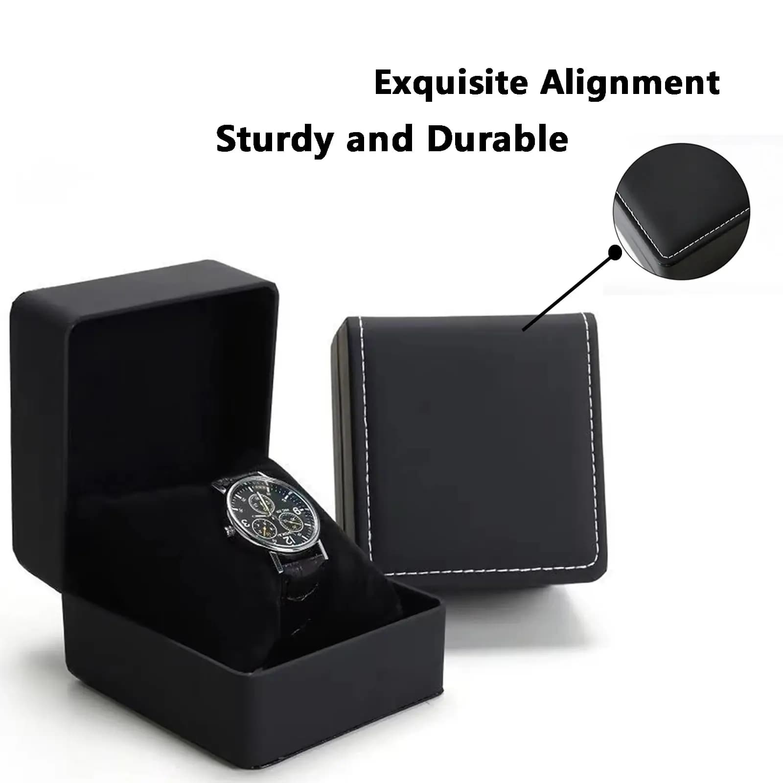 Coffret cadeau de montre unique avec oreiller, présentoir de montre-bracelet en cuir PU, organisateur pour hommes