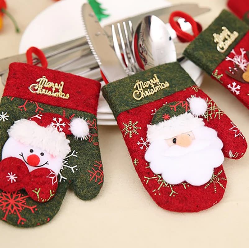 Décorations de Noël Couteaux Fourchette Gants Porte-sac