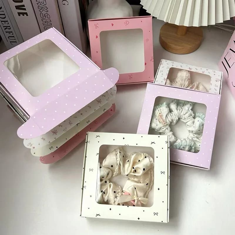 Boîte-cadeau carrée, présentoir de bijoux, boîte d'emballage, sac organisateur avec rebillage pour bagues de cheveux, colliers, bracelets, boîtes d'emballage 1/5 pièces