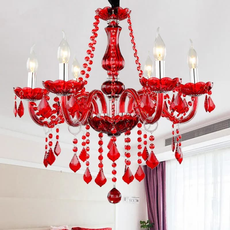 Lustre de luxe en cristal moderne E14, chandeliers multicolores, bougies pour salon, chambre à coucher, éclairage de salle à manger