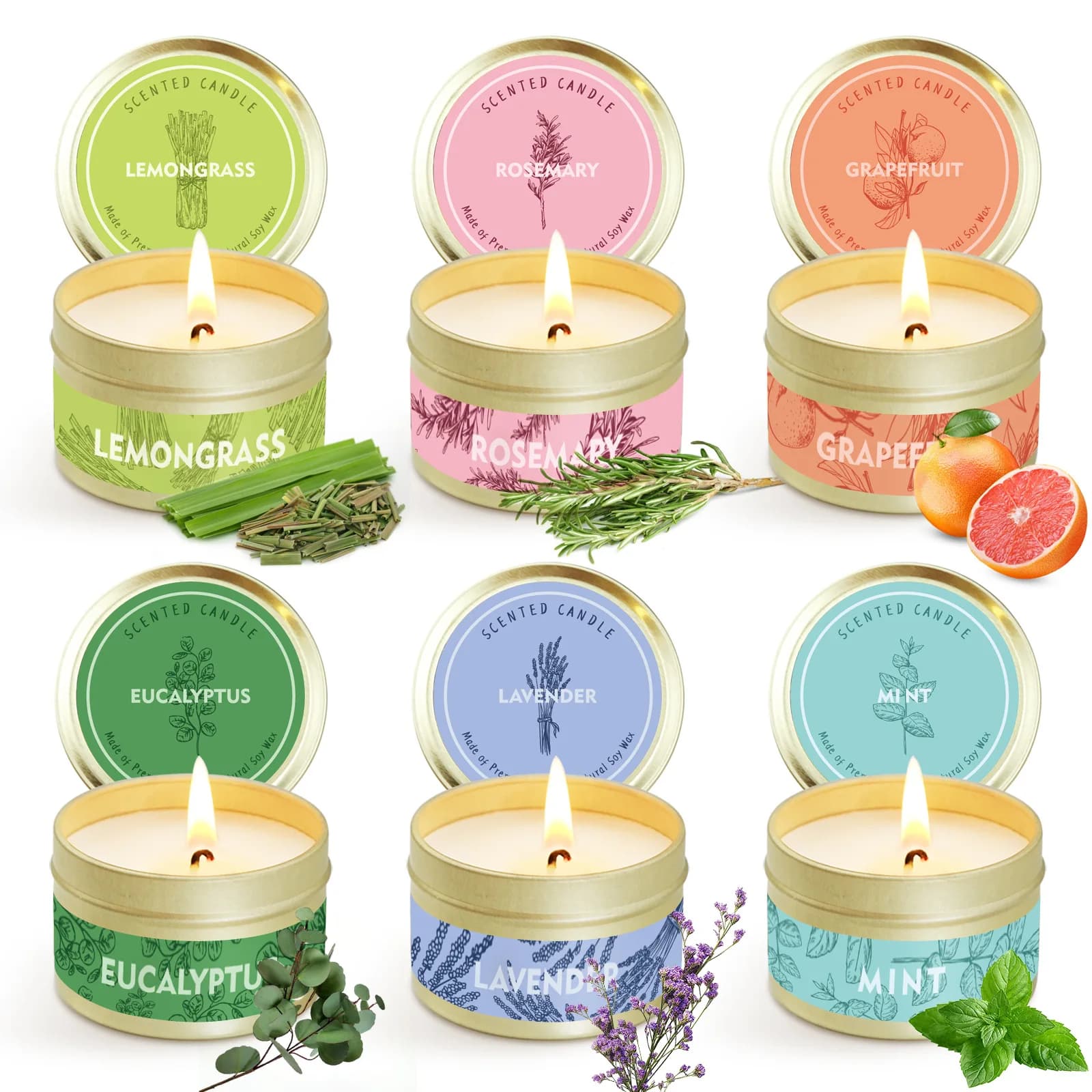 Bougies aromatiques parfumées sans fumée