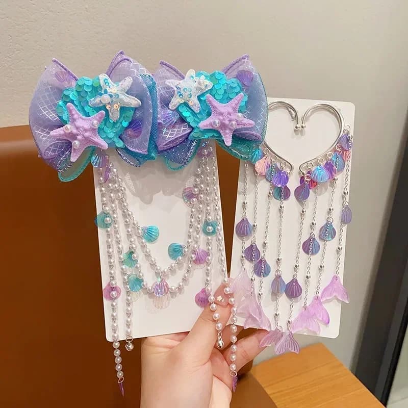 Bébé filles mignon sirène princesse perle gland arc front chaîne pince à cheveux enfants