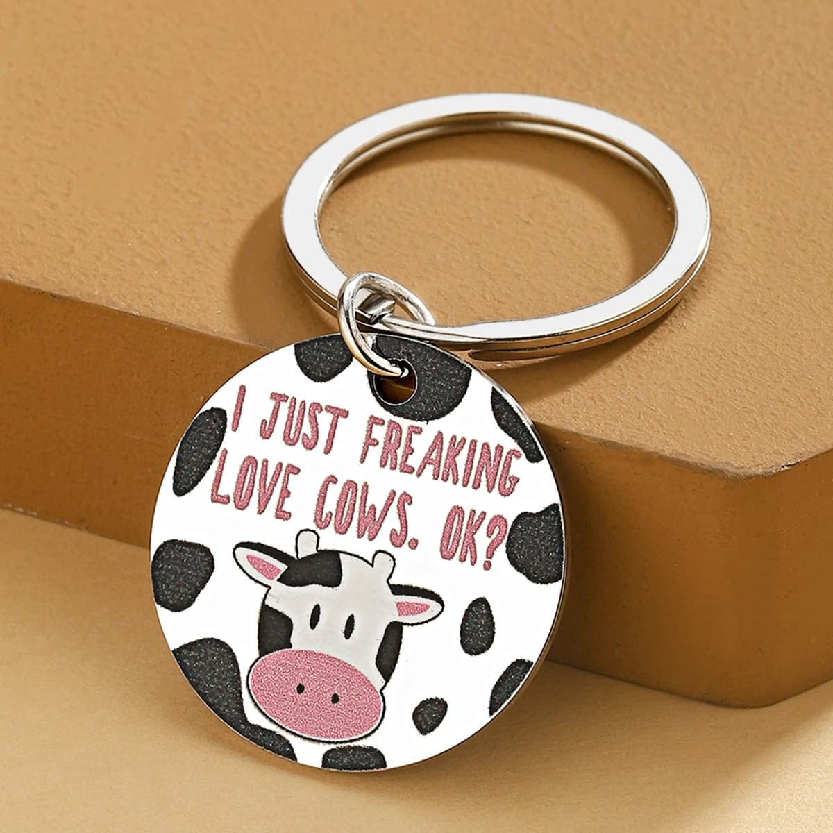 Cadeaux de vache pour femmes, cadeaux imprimés de vache pour femmes, passionnés de vache, filles, filles, articles imprimés de vache, porte-clés