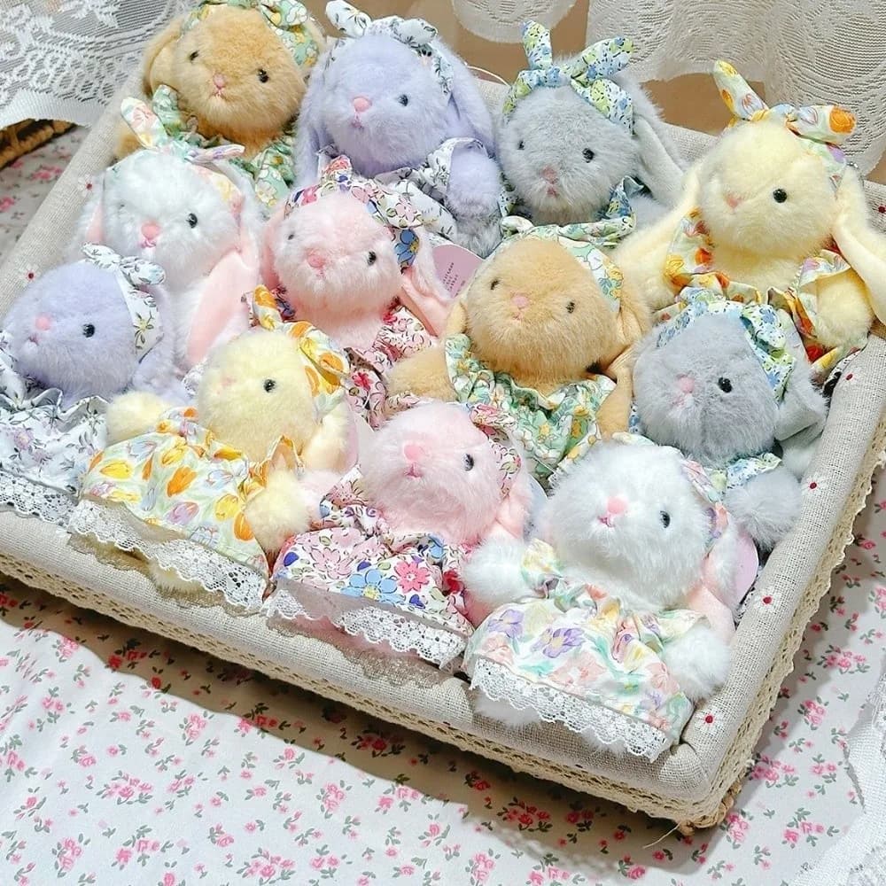 Pendentif en peluche lapin de dessin animé créatif 12cm, porte-clés lapin doux en peluche Kawaii, accessoire