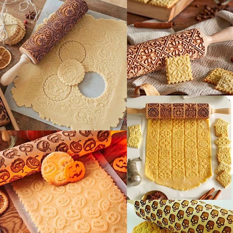 Cadeau de noël roche flocon de neige wapiti bois roulant gaufrage cuisson biscuits Biscuit Fondant gâteau à motifs rouleau Halloween cadeau