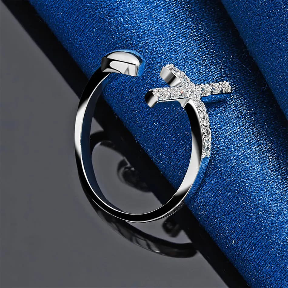 Bague croisée exquise en argent sterling 925, 1 pièce, avec ouverture, cadeau pour femmes à la mode, accessoires de bijoux