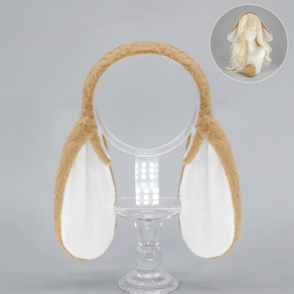 Accessoire de costume : Bandeaux oreilles de lapin doux et mignons, idéal pour cosplay, accessoire photo, cerceau en poils de lapin, pour fêtes