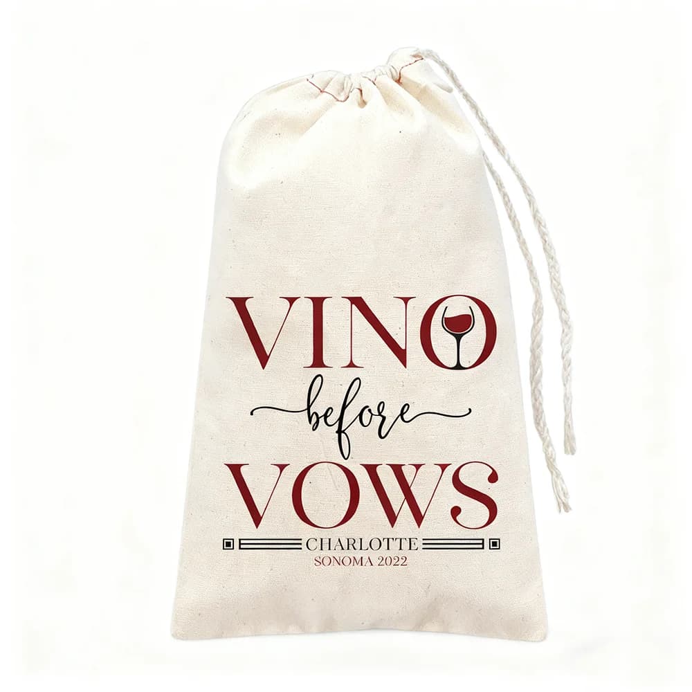 Sacs cadeaux personnalisés pour fête d'enterrement de vie de jeune fille, 4 pièces, Vino avant Vows, cadeaux de fête prénuptiale, accessoire de préparation de mariage