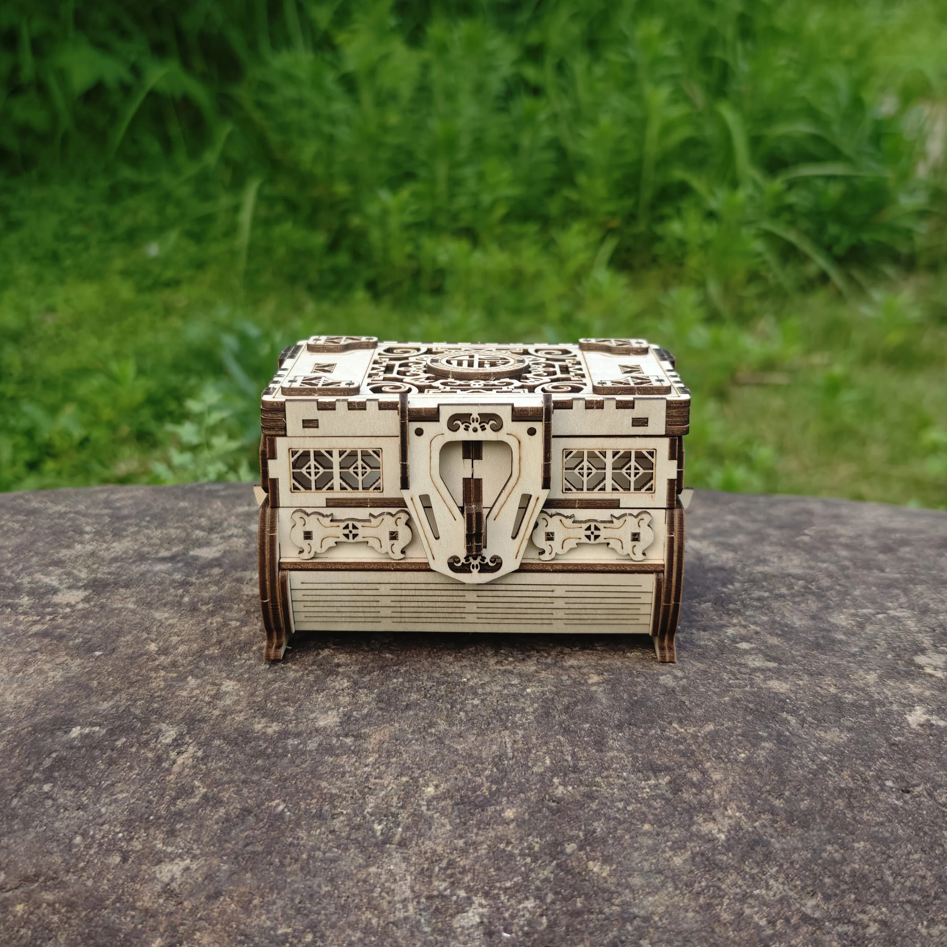 Boîte au trésor 3D DIY en bois, jeu de puzzle à assembler, cadeau pour adulte, boîte à bijoux en blocs de construction