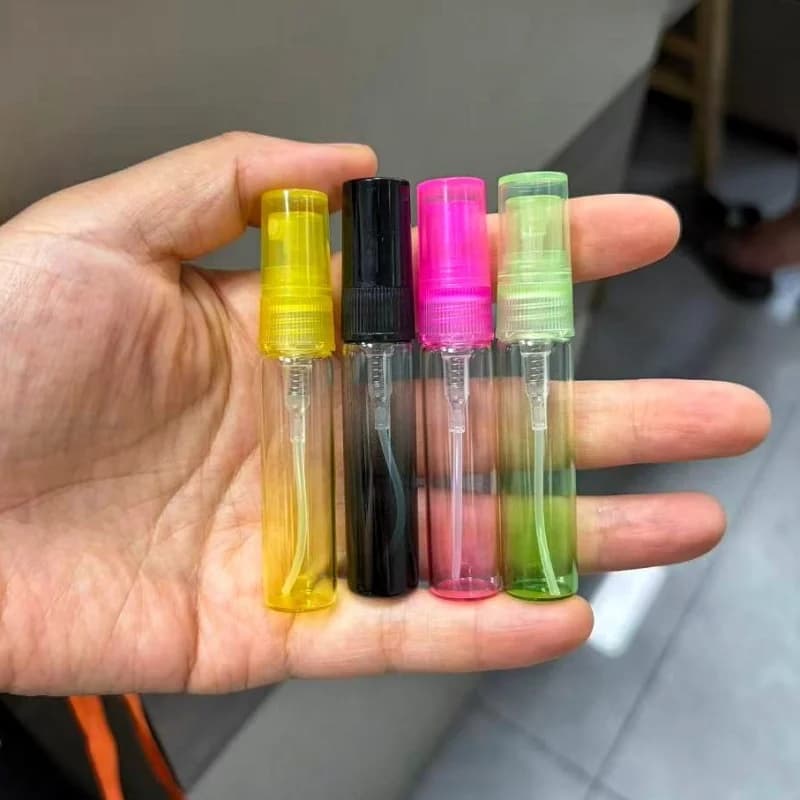 200 pièces/lots, flacons de parfum rechargeables colorés de 5 ml, flacons de parfum portables de voyage, flacons de parfum vides en verre