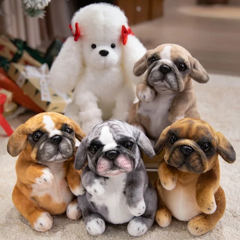 Jouet en peluche réaliste pour chiot caniche assis, chiot en peluche, animal de compagnie mignon et moelleux pour décoration de chambre, cadeau d'anniversaire pour enfants