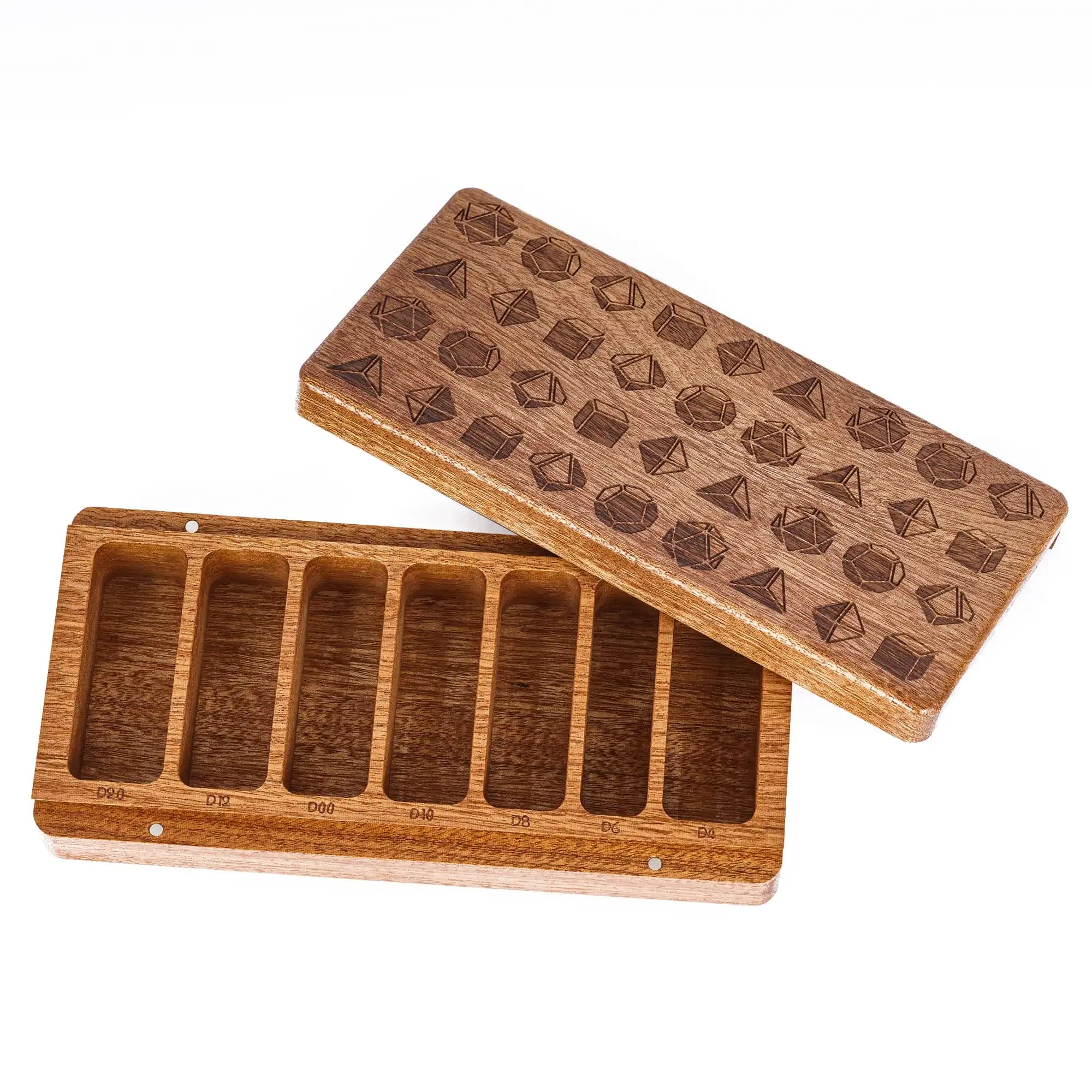 DND – boîte à dés rectangulaire en bois, mallette de rangement de dés, porte-dés pour 3 jeux de dés D & D de 16mm, RPG, jeux de table, boîte d'affichage de société