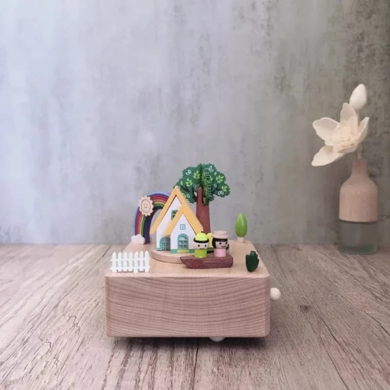 Boîte à musique Rainbow Town, cadeau d'anniversaire, souvenir de mariage, souvenir de la Saint-Valentin, décoration de Noël, ornements pour la maison