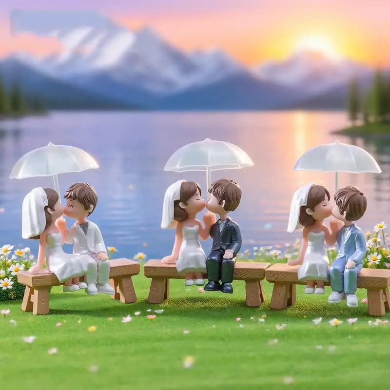 Figurine miniature de couple s'embrassant