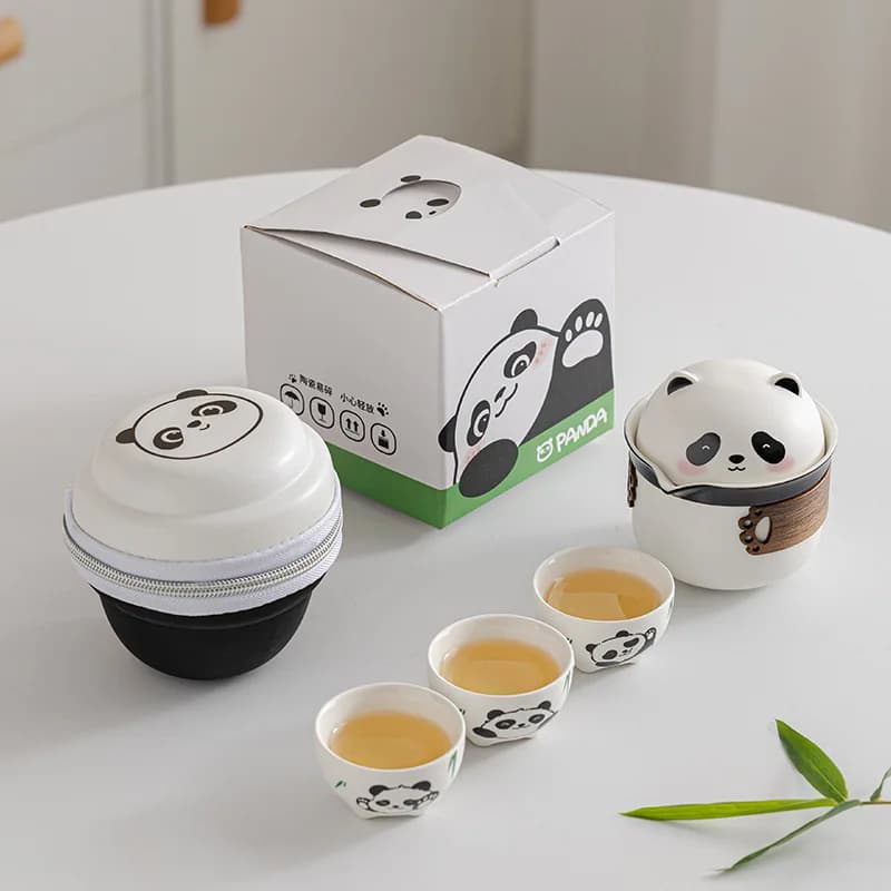 Service à thé de voyage de camping en plein air Panda
