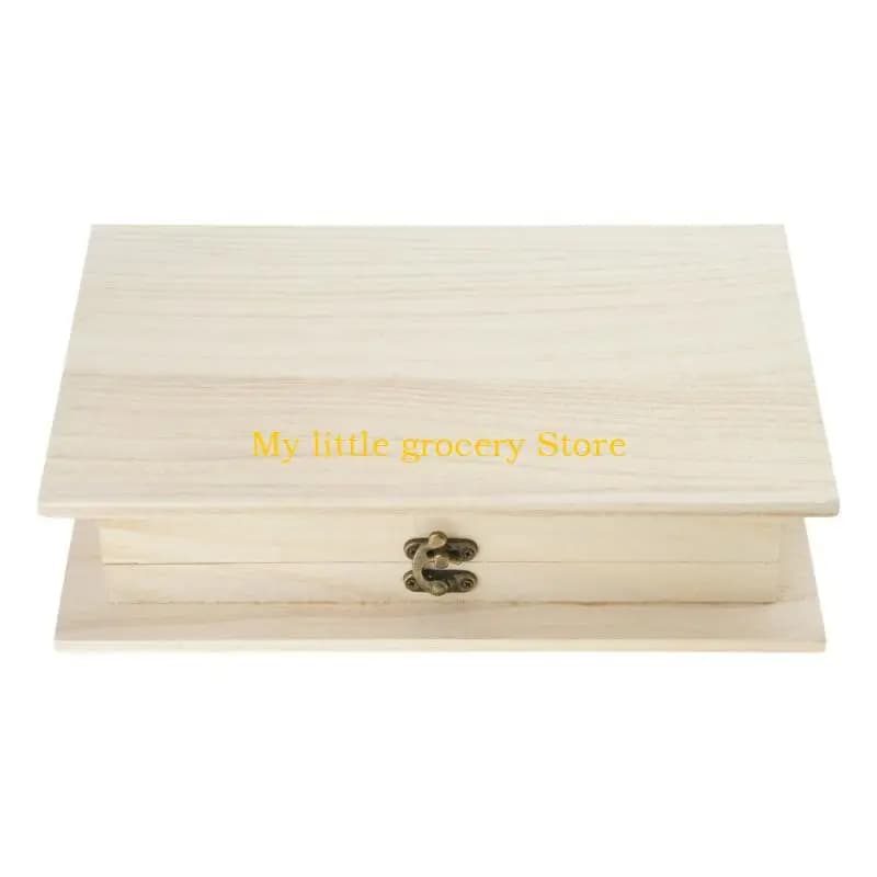 D5BD Boîte Rangement Rectangulaire En Bois avec Couvercle À Charnière Verrouillable À Clapet Organisateur Bureau Pour