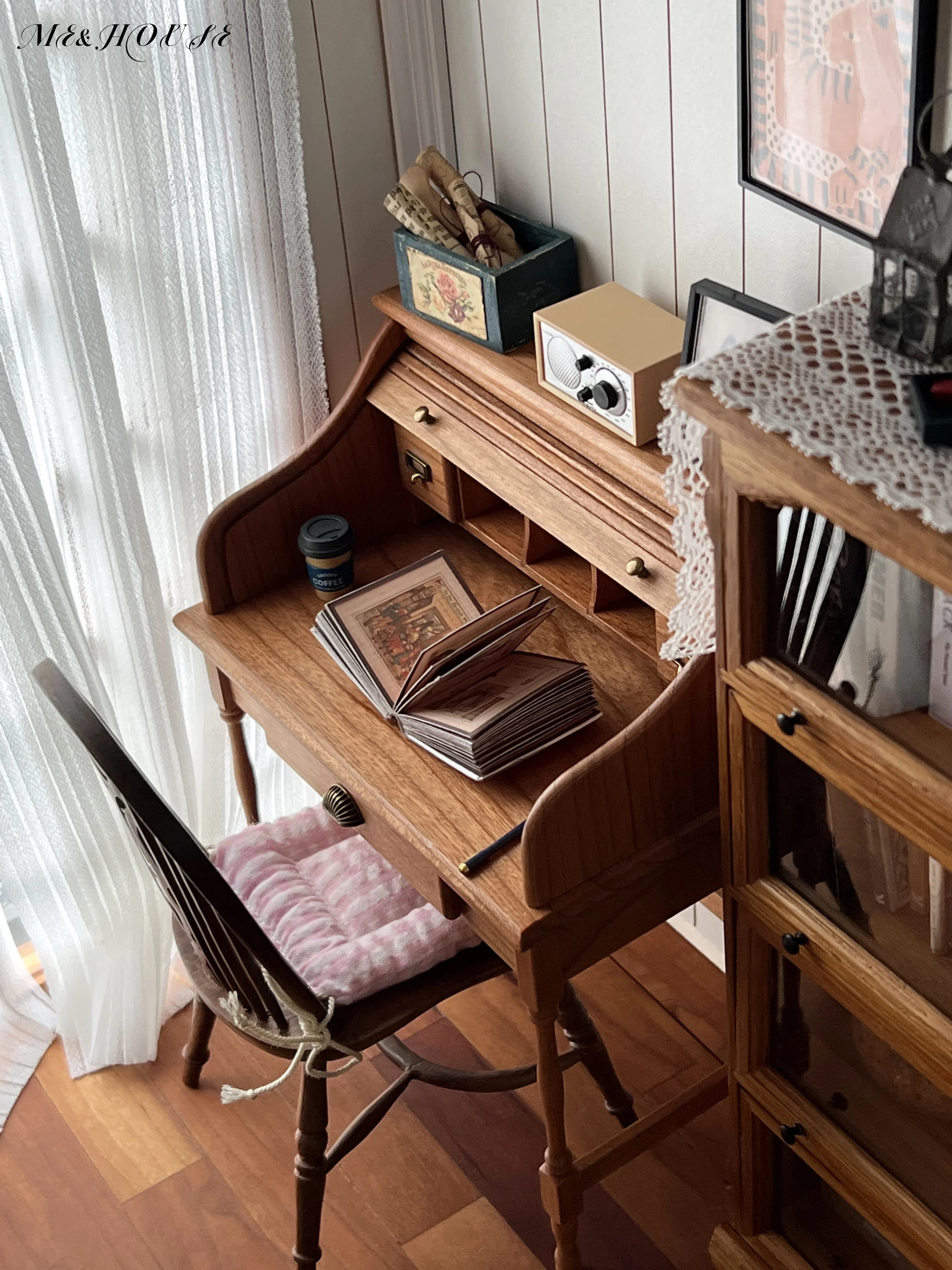 Mini mobilier rétro pour salle d'étude, maison de courses, SUMMdesk, accessoires, 1/6