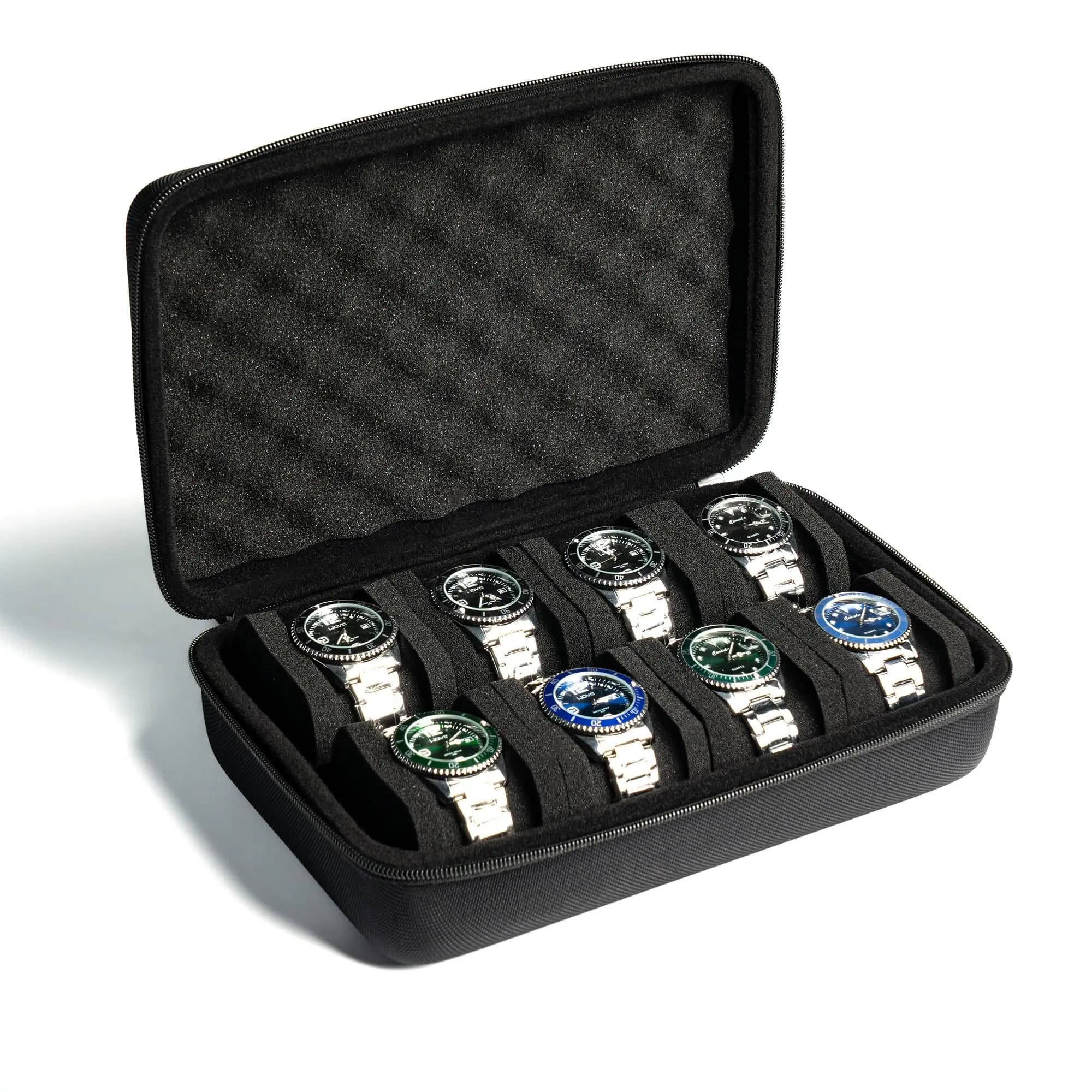 Boîte de rangement robuste pour 8 montres, conçue pour les montres connectées, organiseur de montres, étui de voyage rigide pour montres