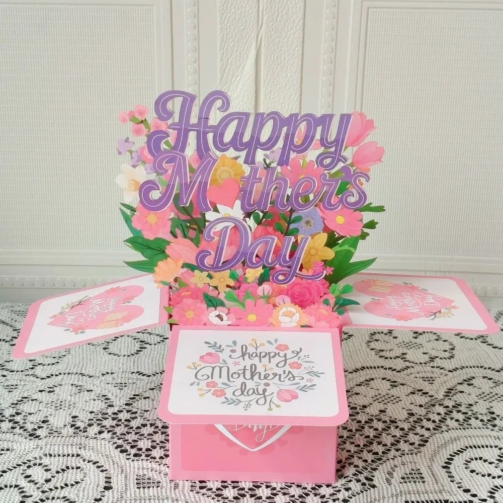 Cartes de Fête des Mères avec Bouquet Floral : Expressez Votre Gratitude et Vos Vœux – Cartes en Carton pour Cadeaux et Invitations de la Fête des Mères