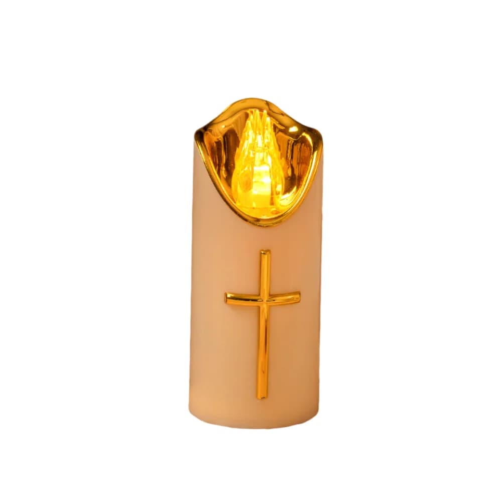 Bougies chrétiennes réutilisables en forme de croix, bougies à flamme réaliste créatives et imperméables avec abat-jour, bougies LED portables sans flamme